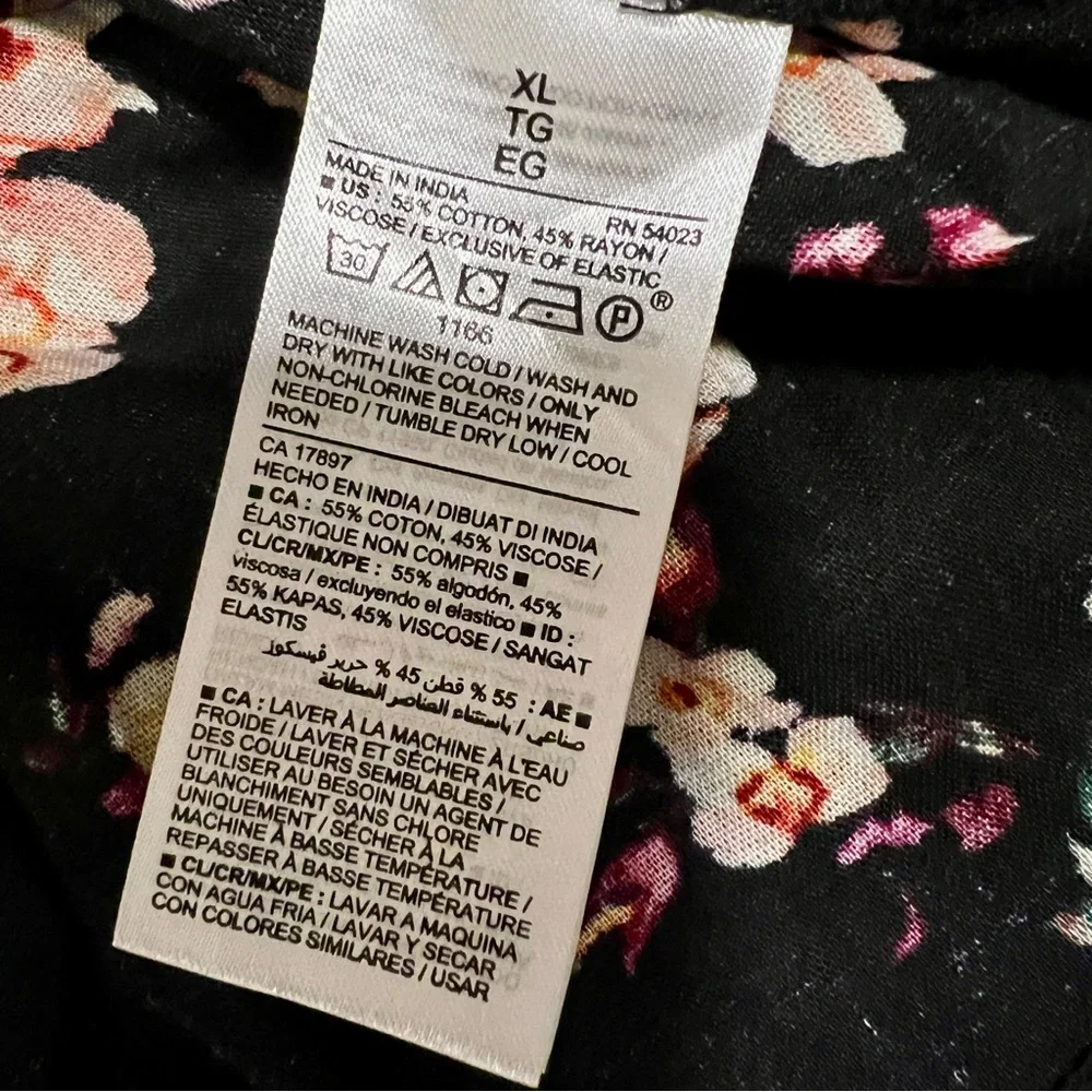 New Old Navy Floral Cotton Knit Puff Sleeve‎ Smocked Peplum Ruffle Boho Top XL